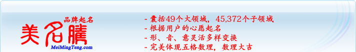 49個大領(lǐng)域，45,372個子領(lǐng)域；根據(jù)用戶的心愿起名；形，音，意靈活變換；完美體現(xiàn)五格數(shù)理
